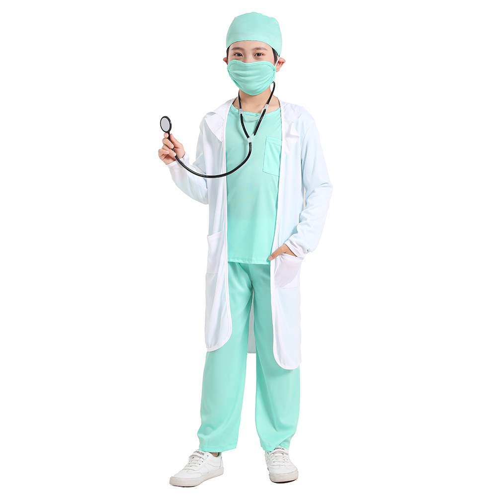 Hospital Doctor Kids Surgeon Dr Uniform Boys Career Halloween Cosplay Costume